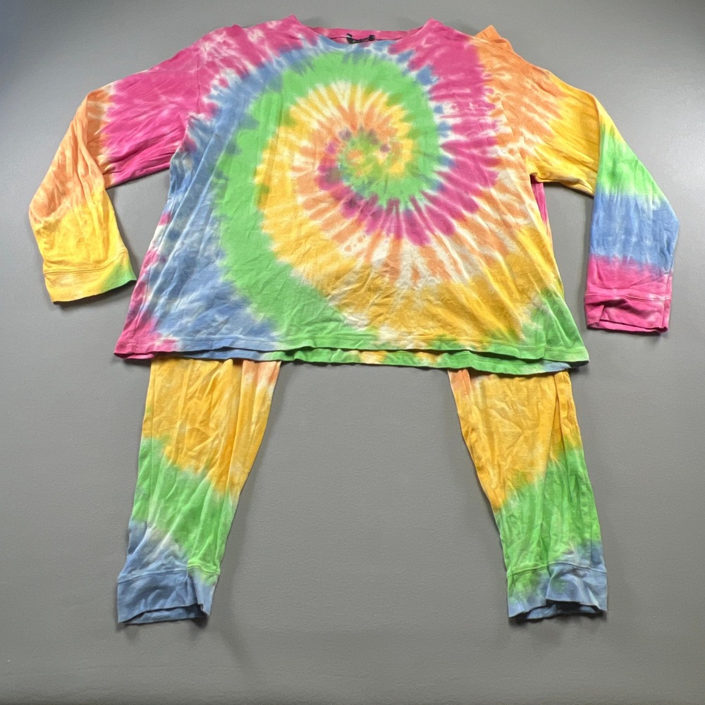 Just Love 2 Piece Thermal Pajama Set Womens 3X Multi Tie Dye Cotton Skinny Leg